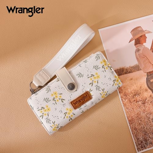 Image of Montana West X Wrangler Large Bifold Wristlet Wallet for Women, Rfid Blocking Wallet Clutch Purse with Zipper & Coin Pocket and ID Window