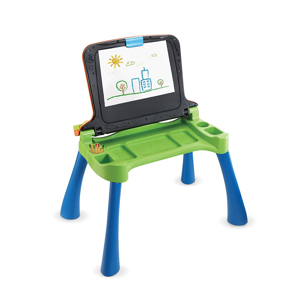 VTech Magi Bureau Interactif 5 en 1 Bureau Enfant avec Tabouret Écran Lumineux Projecteur d'Images Chevalet à Dessin Tableau Noir à Craie Cadeau Enfant Dès 3 Ans