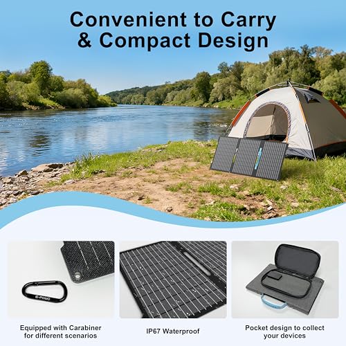 E-POWO 45W Portable Solar Panels Chargers with USB-C, USB-A and DC Outputs Foldable IP67 Waterproof Solar Panel for Camping,Power Emergency for Small Power Station,Phones, Power Banks by E-POWO - Image 4