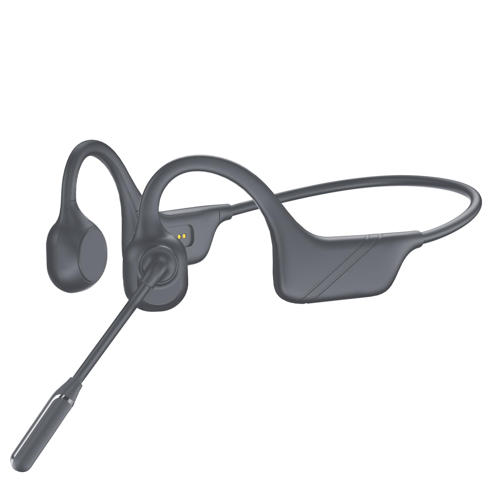 gray bone conduction headphones with mic bluetooth 5.4 noise-canceling