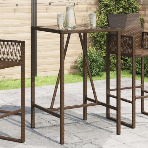 Woonisher Table de Bar d’extérieur Marron 70x70x110 cm résine tressée Table Jardin Exterieur Salon de Jardin Pas Cher