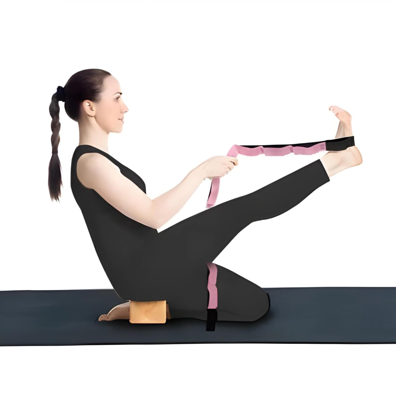 shopfleet stretch strap,yoga strap with 9 loops for stretching to increase flexibility for gym,pilates and physical therapy (pink)