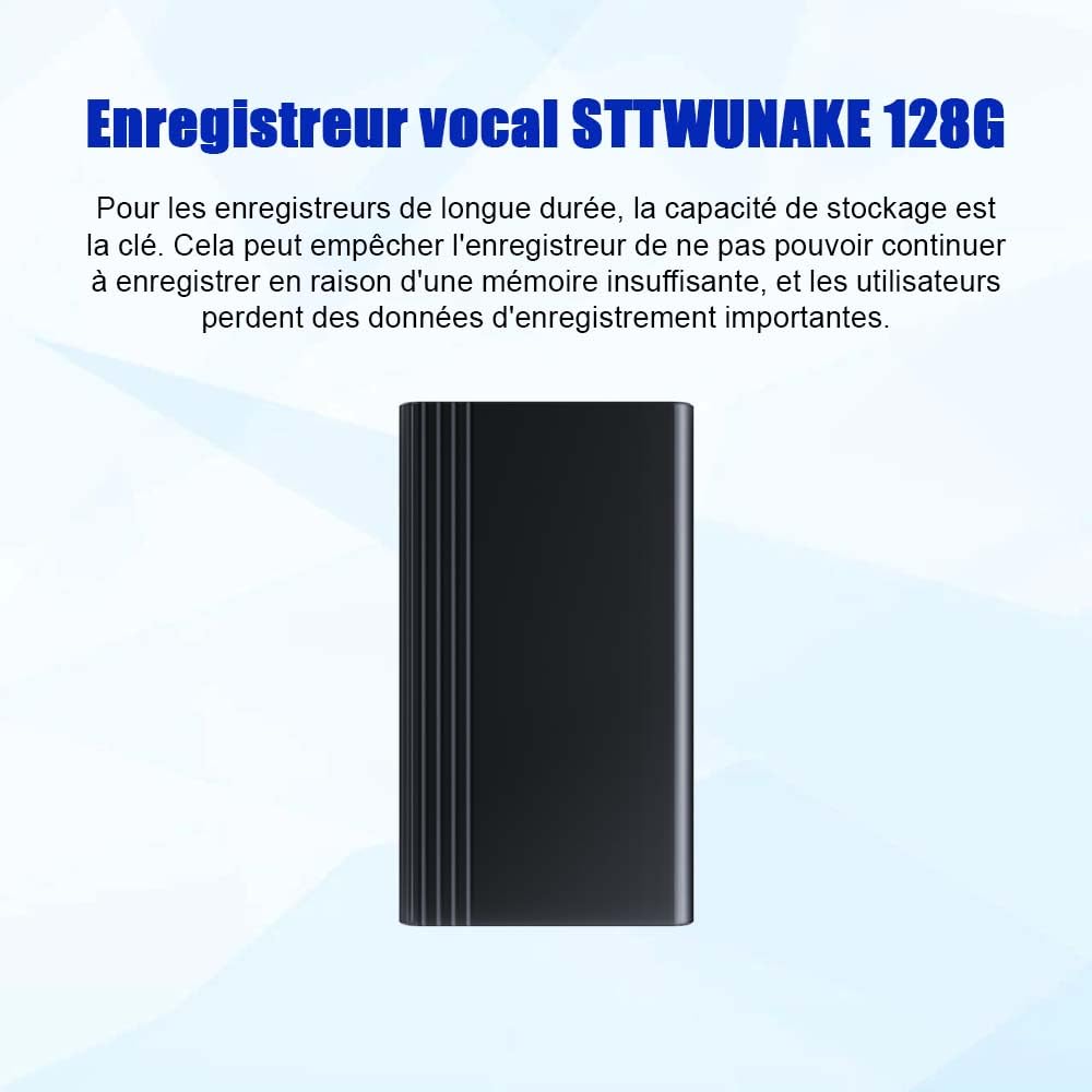 128G Mini dictaphone magnétique intégré, capacité de Stockage de 2000 Heures, Enregistrement continu Pendant 12 Jours, enregistreur Vocal numérique STTWUNAKE