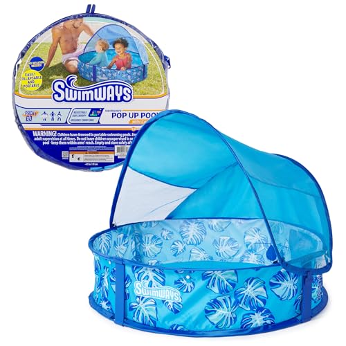 Swimways Elite Pop-Up Above Ground Pool, Baby Pool with...
