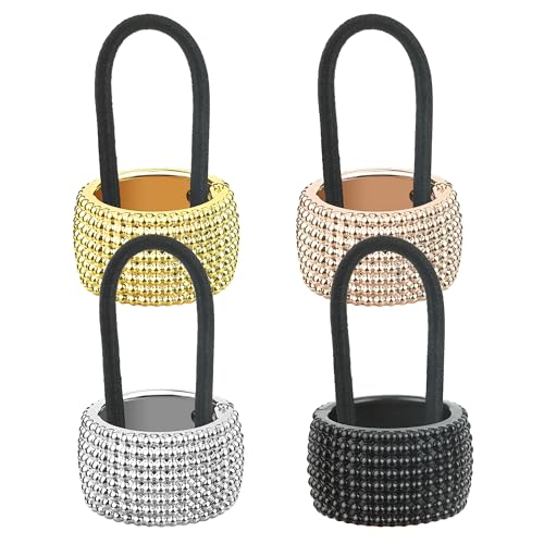 4 Piezas Puño de Pelo Círculo de Plastica Rhinestone Glitter Ponytail Coletero Diadema de Moda Accesorios de Pelo para Mujeres y Niñas