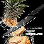 Knife Set - Kitchen Knife Set with Built-in Sharpener - Knife Block Set Dishwasher Safe 15 Piece - Anti-Slip Handle - German Stainless Steel - Black,with Gift Box