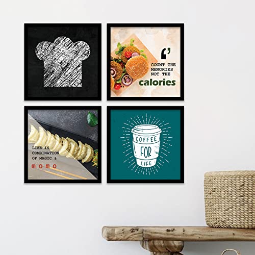 Image of kotart - Cooking Quotes Wall Posters with Frame for Restaurant Kitchen Cafe Wall Decor - Framed Kitchen Poster for Home and Kitchen (11x11 inch, Framed) Set of 4 (Art 10, Small)