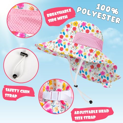 Image of Toddler Baby Sun Hat Kids Summer Beach Essentials Adjustable Beach Hats with Bucket Wide Brim for Boys Girls Age 0-14 Years