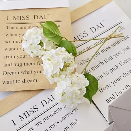ABCWARRT 6 pz/lotto Artificiale Idrangea Branch Matrimonio Fiori Falsi Idrangee Stampa 3D Idrangee Simulazione Fiore Casa Soggiorno Decorazione (Bianco Latte)