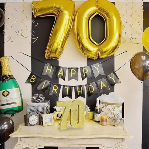 Image of TONIFUL 70th Birthday Decoration for Men and Women,70th Anniversary Decoration,Glod Glitter 70th Birthday Centerpieces for Party Decoration,Number 70 Centerpiece Table Decoration