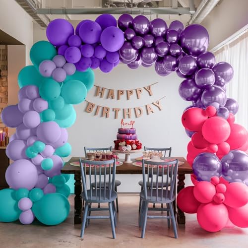 Image of 12 Inch Pink Teal Blue Purple Balloons for Girls Baby Shower Birthday Wedding Party Decoration