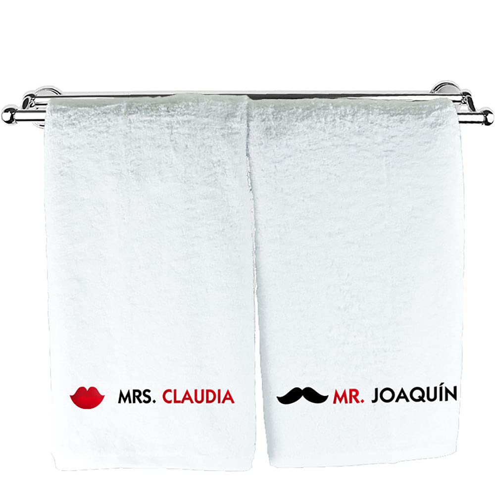 CALLE DEL REGALO Pack de Toallas para Parejas de 100% algodón Personalizadas con Nombres