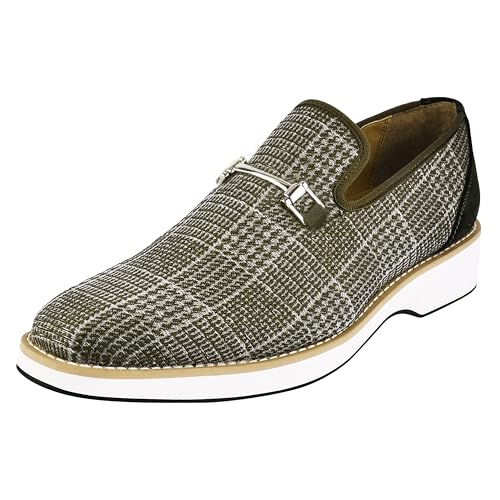 Image of LIBERTYZENO Mens Tuxedo Canvas Textile and Suede Leather Noble Loafers and Slip On Wedding Party Shoes for Easter Gift