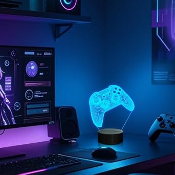 Lightzz 3D Gamepad Night Light, Game Console Illusion lamp with Remote + Touch 16 Color Flashing Changing + Timer Lamps Kids Room Decor Best Festival Birthday Gifts for Game [Energy Class G]