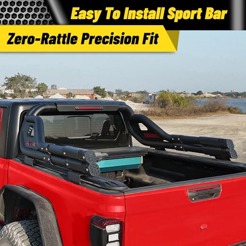 Image of MONOKING Roll Bar for Mid Size Pickup Truck, Adjustable Double Tube Roll Bar with Brake Light for Tonneau Cover for 2007-2026 Gladiator JT Tacoma Frontier Canyon Colorado Ranger