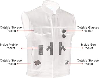 A&H Apparel Mens Genuine Cowhide Leather Biker Vest Motorcycle Gear Concealed Carry Pockets Sleeveless Motorwear