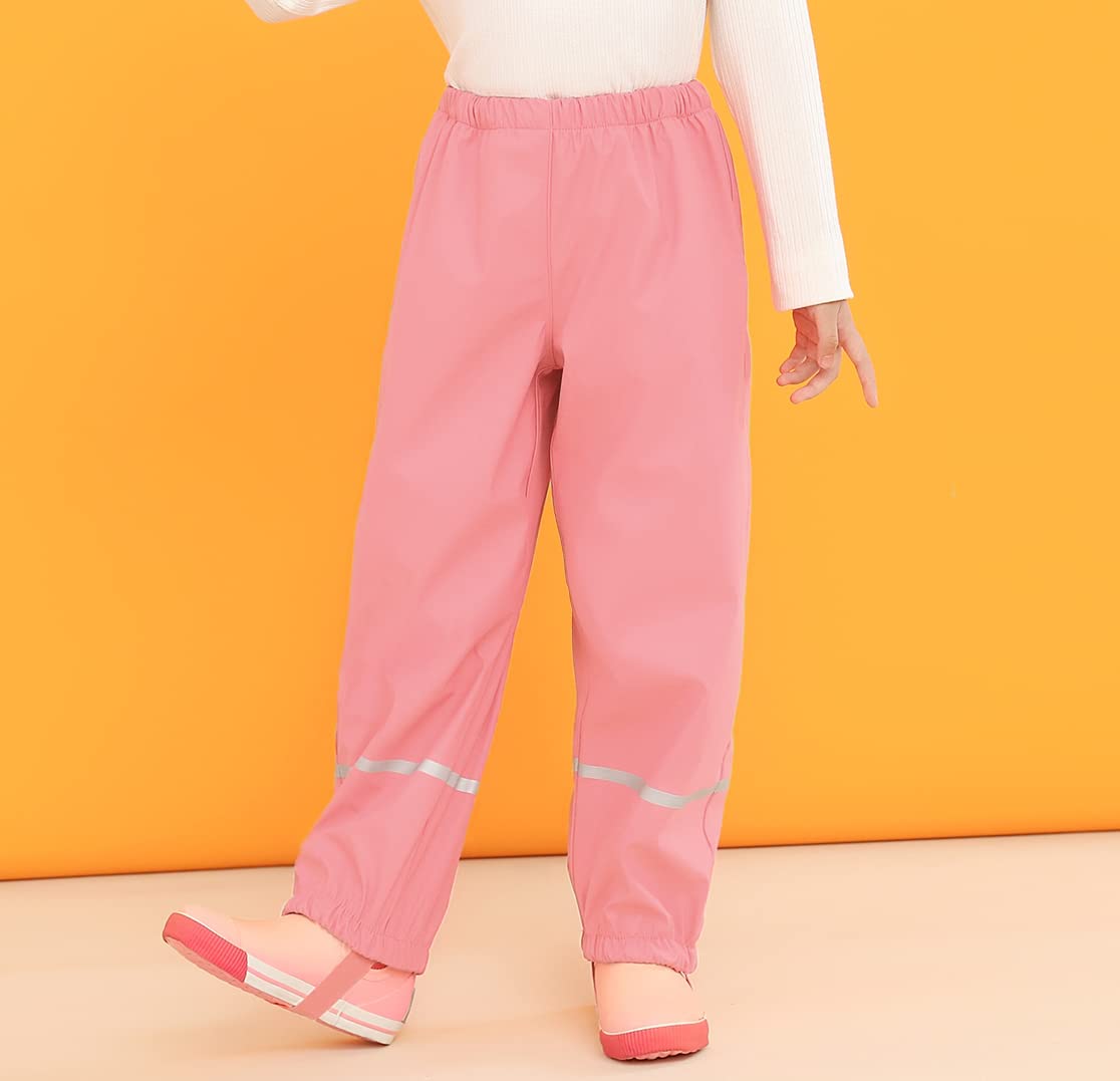 Pantaloni Impermeabili Unisex Bambini e Bambine PU Fodera in Pile Pantaloni Antipioggia Bimba Bimbo Pantaloni Abbigliamento di Fango
