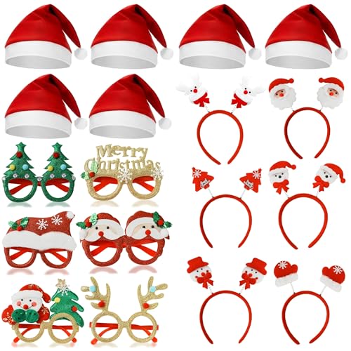 JOYEONDEF 18 Stück Weihnachts-Accessoires Set mit 6 Haarreifen...