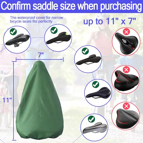 Image of Waterproof Bicycle Seat Covers Dustproof Rainproof UV-Resistant and Windproof Easy to Install and Clean Reusable Suitable for Men's and Women's Mountain Bike and Narrow Seats(2pcs Green)