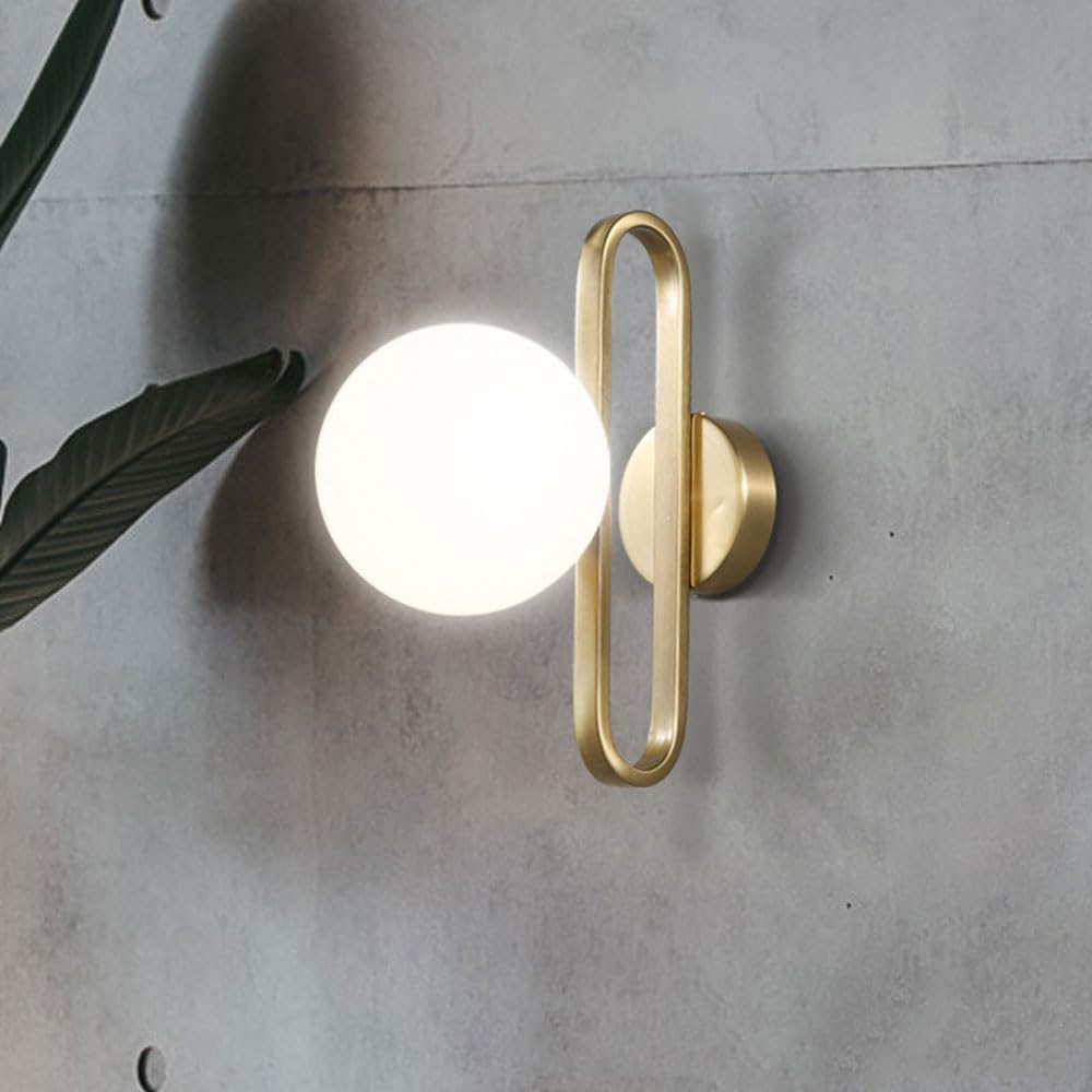 Postmoderne Glaskugel-Bett-Nachttisch-Wandlampe, nordische einfache Metallhalterung E14 Wandleuchte Badezimmerspiegel vorne Wohnzimmer kreative Persönlichkeit dekorative Wandleuchte Luxus
