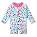 HUAANIUE Baby/Toddler Girl Swimsuit Rashguard Long Sleeve One-Piece Swimwear Blue 1-2 T