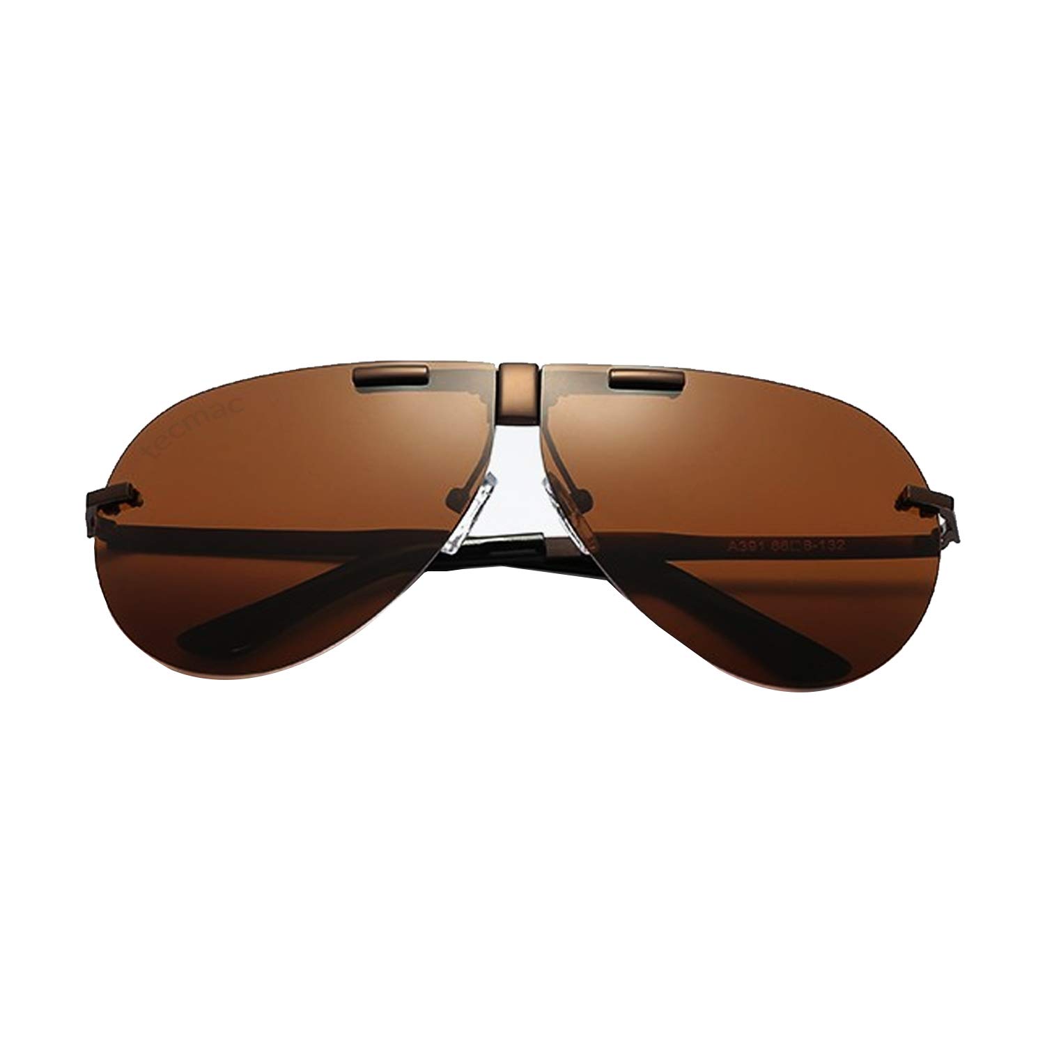 tecmac 391 Driving Classic Mirror Lens, UV400 Polarized Folding Compact Pocket Horn Sunglasses, Unisex (Bronze/Tea)