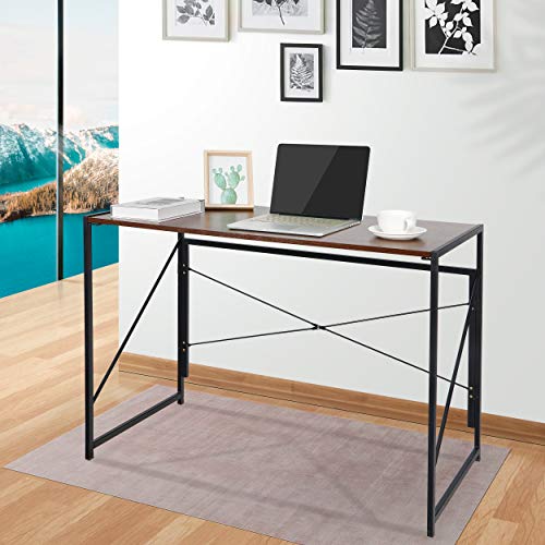 Zeny Folding Computer Desk 39'' Sturdy Writing Desk Gaming Desk Home Office Pc Laptop Foldable Table Modern Simple Small Study Desk Steel Frame #TOP1