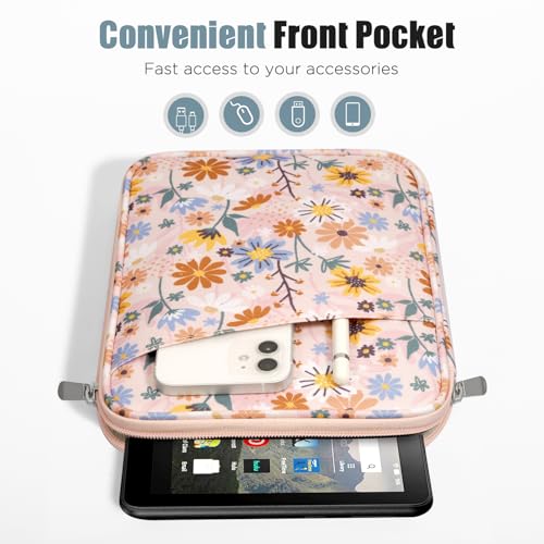 Image of TiMOVO 8-9 Inch Tablet Sleeve Case for All-New iPad mini 7 (A17 Pro, 2024), iPad mini 6 (8.3-Inch, 2021), iPad mini 5 /4 /3 /2 /1, Portable Protective Pouch Bag for iPad mini, Yellow Flower