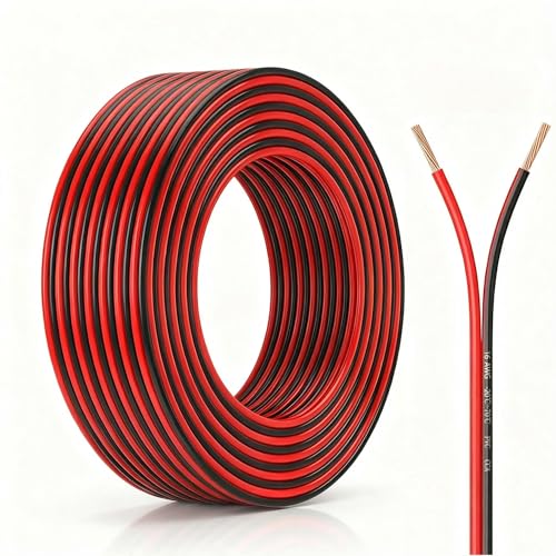 16 Gauge Wire 25FT 16 AWG CCA Red and Black 2 Conductor Speaker Wire