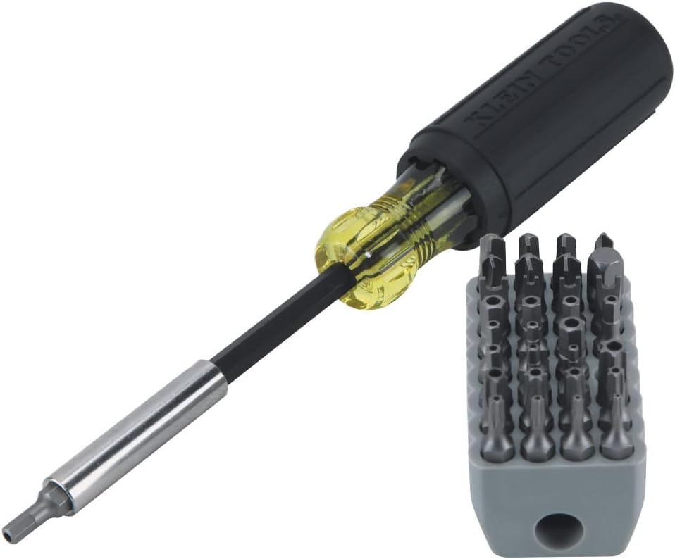 Multibit Screwdriver 32-in-1 Multi Tool, Sturdy Bit and Screw Holding Magnet, Tamperproof Torx, Hex and Torq Set, Klein Tools 32510, Grey