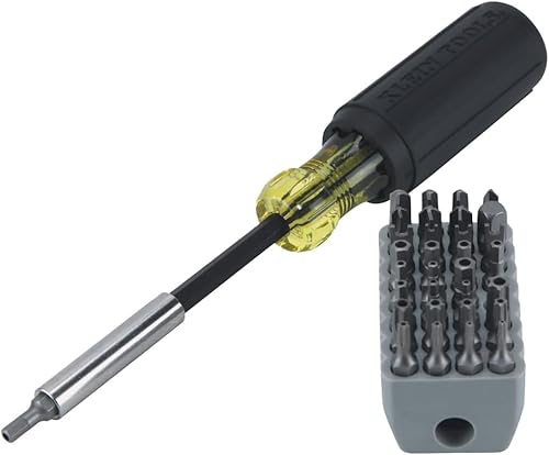 Klein Tools 32510 Destornillador magnético de puntas múltiples con puntas resistentes Torx, hexagonal, llave inglesa, de tres alas, Torq y tuerca a