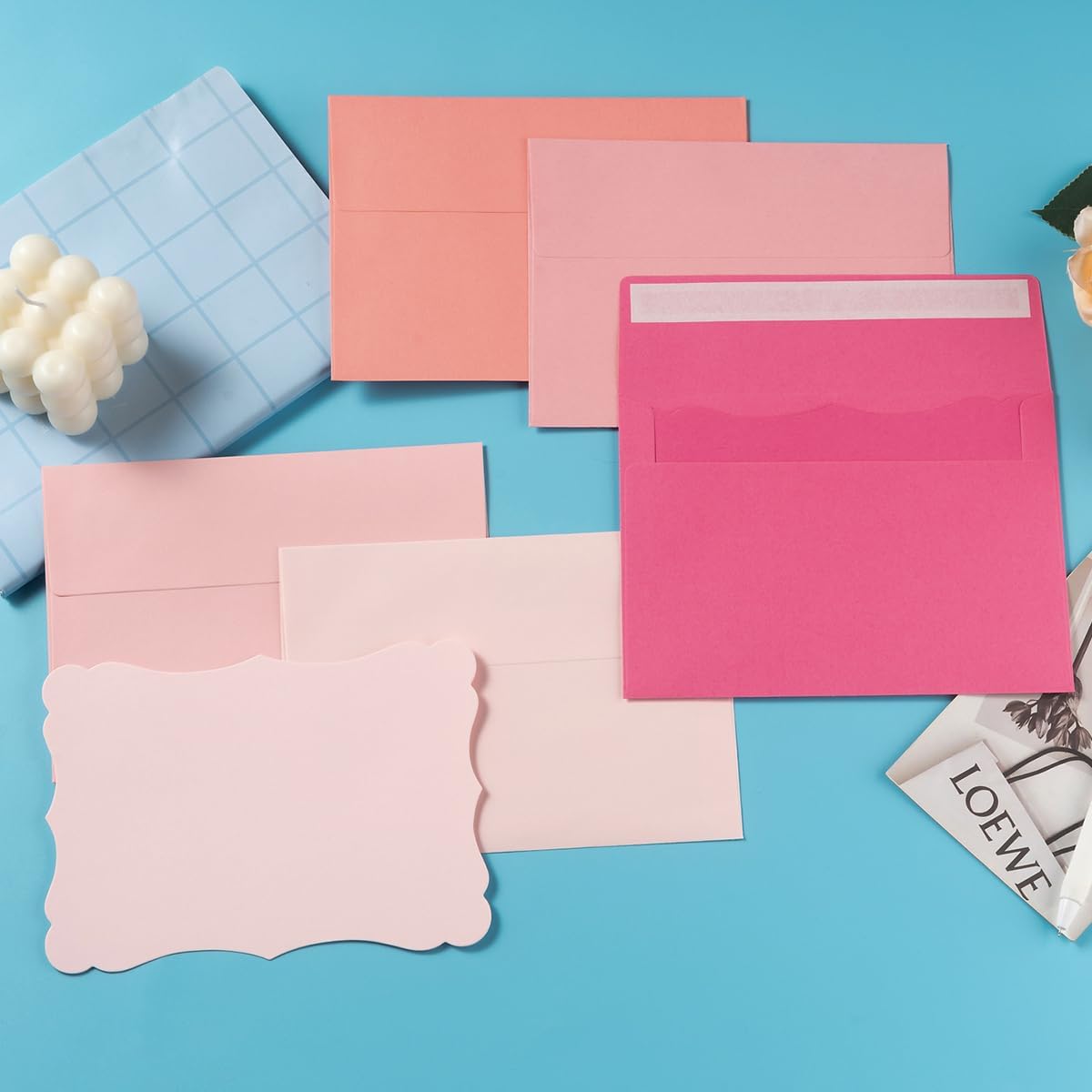 100 Pack A7 Envelopes with Blank 5 x 7 Cards Pink Self-Adhesive Business Envelopes Invitations Cards Envelopes (5 Colors Pink, A7) - Image 6