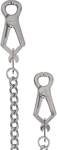 Miniatura 2 de Spartacus Abrazaderas de pezón perforadas Endurance con cadena de eslabones, color plateado