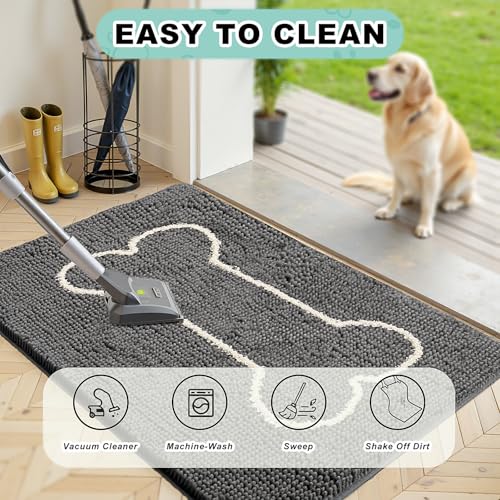 Tel Charme * 50x80 cm Fußmatte Für Den Innenbereich, Waschbare Schmutzabsorbierende Matte, Rutschfester Teppich für Hunde & Haushalt Maschinenwaschbar, Ideal für Schmutzige Schuhe und Pfoten