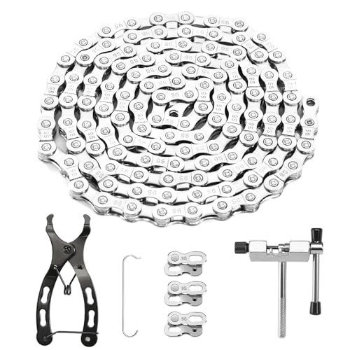 Chaîne de vélo à 9 vitesses avec pince antivol et 3 paires de chaînes antivol pour VTT (1/2 x 11/128