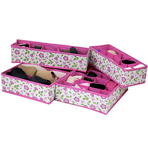 Drawer Shelf Closet Vanity Organizer Storage Dividers For Underwear Hosiery Socks Scarves (Pink Floral) #TOP17