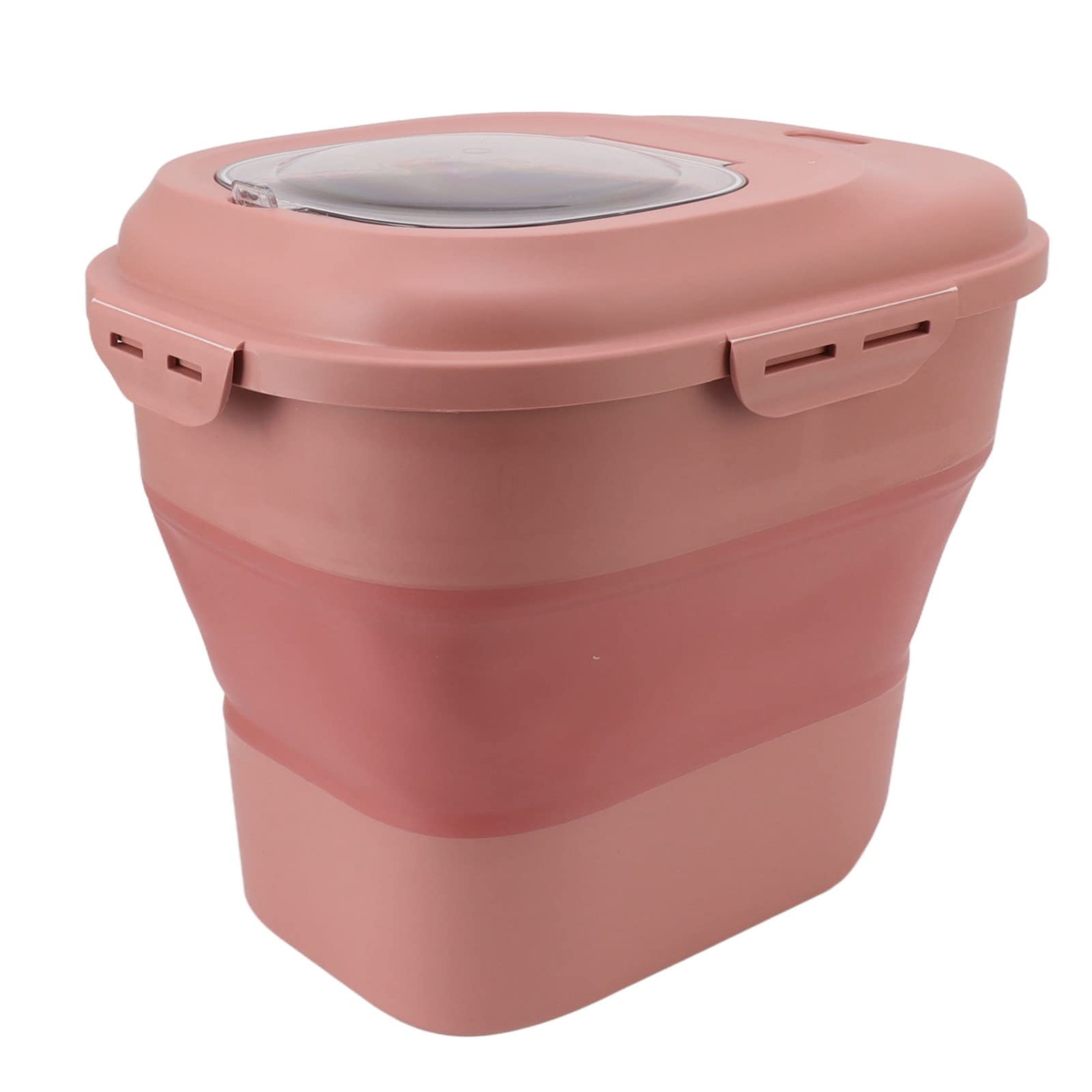 Contenedor de Granos de Alimentos, Contenedor de Arroz Sellable Plegable de Gran Capacidad para el Hogar con Taza Medidora para Nueces (Rosa)