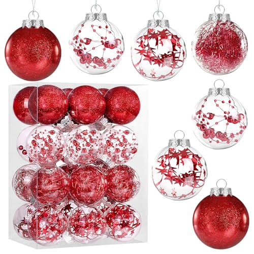 Kesote Weihnachtskugeln Rot 24x Christbaumkugeln Weihnachtsbaumschmuck...