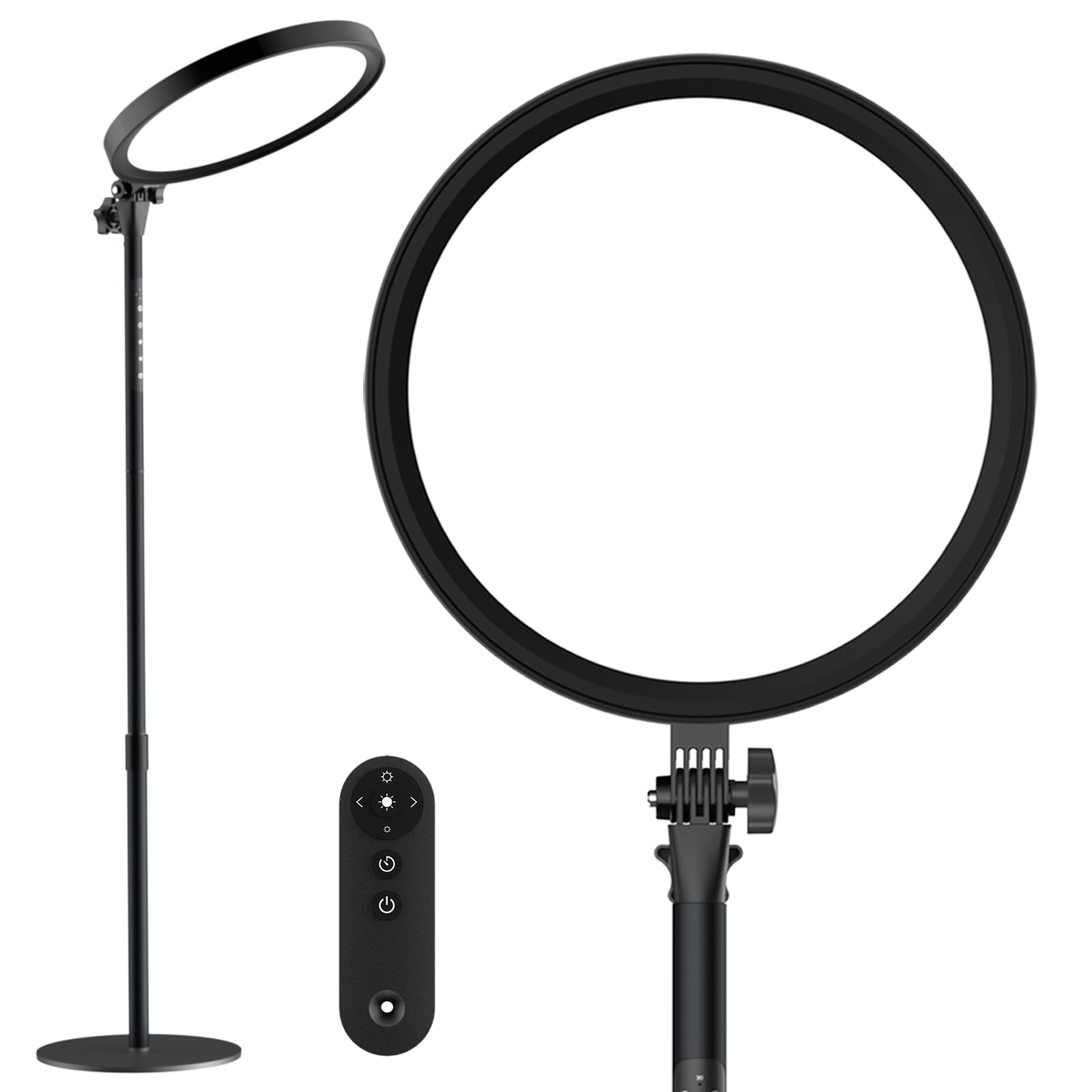 LED Floor Lamp, 180CM UV-Free 12000 Lux Light Therapy Floor Lamps with Magnetic Remote Control/1600-6500K Color Temperatures/5 Brightness/4 Timer/ 2 in 1 Standing Lamp for Living Room, Black