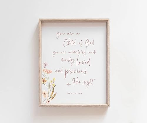 NATVVA Póster con texto en inglés You are a Child of God Salmo 139 (You are a Child of Gods Salmo 139  Lienzo decorativo para pared, pintura