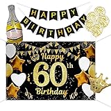 【Regalo de fiesta de cumpleaños inolvidable】: Elegante pancarta de cumpleaños número 50, diseño negro y dorado, tanto para hombres como para mujeres. Pancarta de cumpleaños, pancarta combinada con globos, no solo adecuada para la decoración de la fiesta de cumpleaños, sino también adecuada para aniversarios y otras actividades. Puede ser una foto de fondo que dejará bellas e inolvidables fotos para tu cumpleaños. Este es el mejor regalo y sorpresa para su familia y amigos.