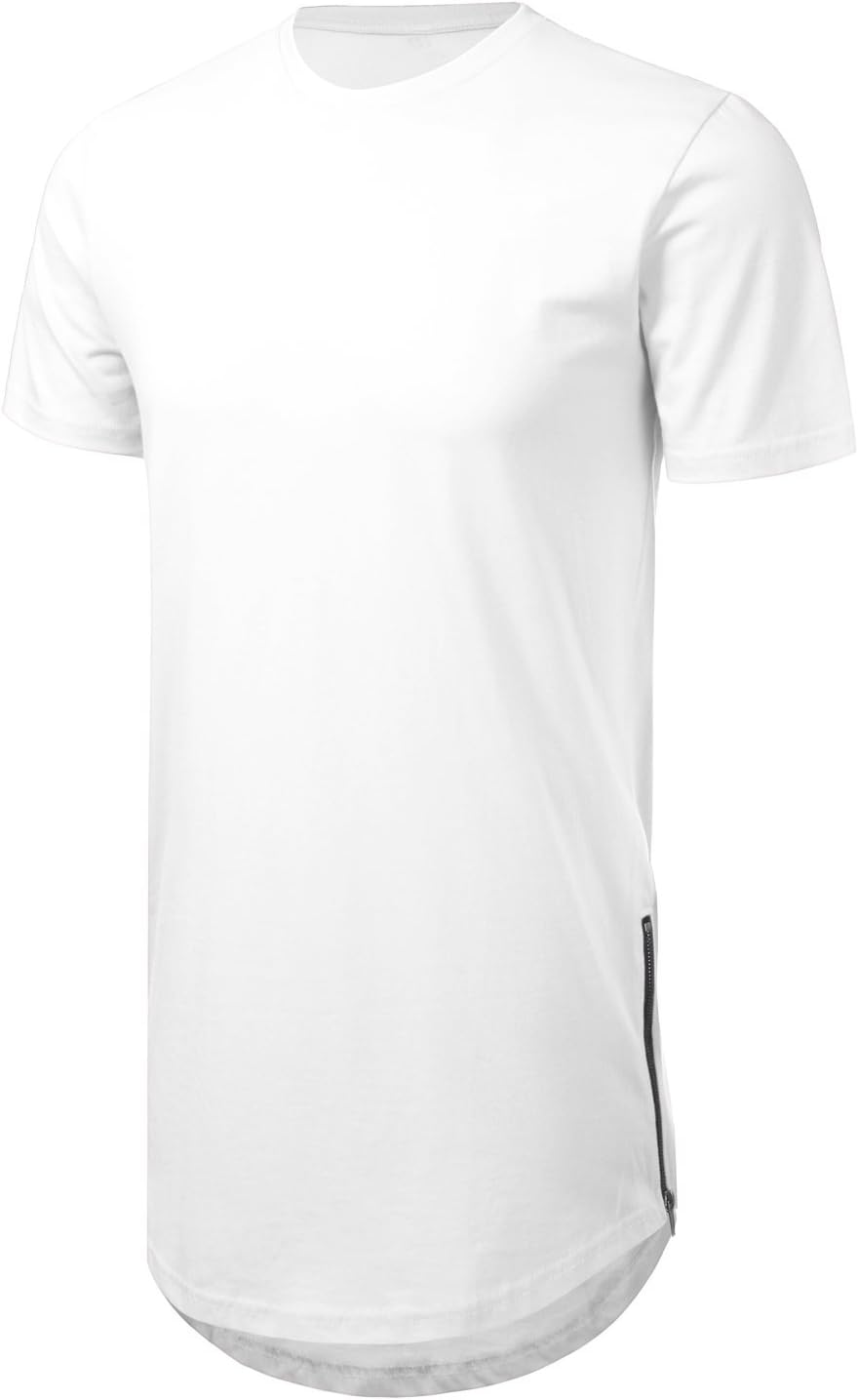 Men's Hipster Hip Hop T-Shirt with Side Zipper Trim