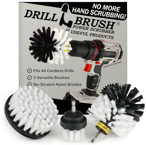 Drillbrush Car Detailing Kit | Drill Brush Set – Soft Bristle Power Scrubber Attachments for Cleaning Car Interior, Upholstery, Carpet, Seats, Wheels, Rims, Dash, Console, and Trim - Nylon Scrub Brush