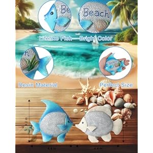 Coastal Charm Resin Fish Figurines Set of 2 Decorative Relax Beach Decor Nautical Themed 44 Statues for Home Hotel Fishes