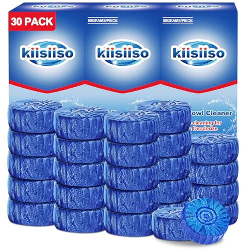 KIISIISO Automatic Toilet Bowl Cleaner Tablets Blue 30 Pack,...