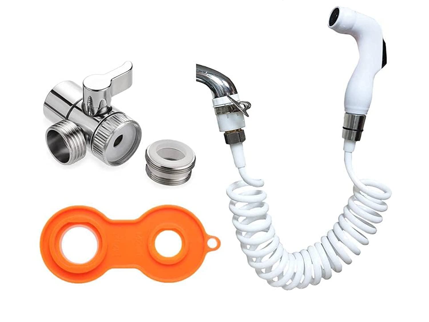 Portable Shattaf Sprayer - Travel Bidet Kit, Easy to Install Push Button Sprayer up to 2.5m, Muslim Shatafa