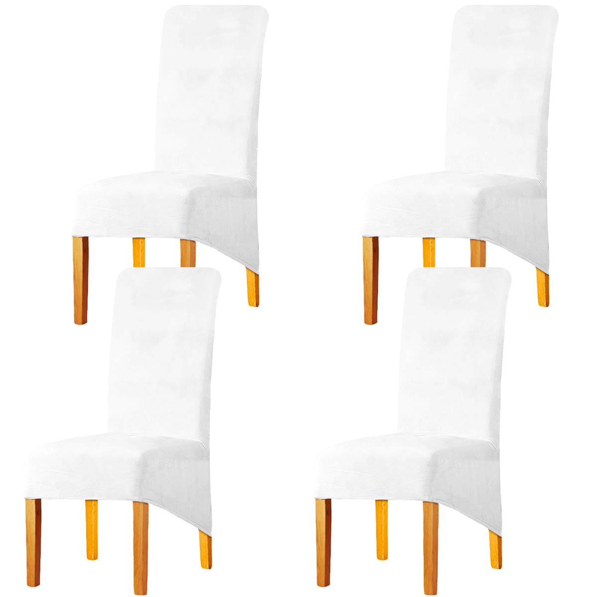 LANSHENG Fundas Cubiertas de Silla XL,Spandex elástico con Banda elástica, Fundas de Terciopelo para Silla de Comedor Grande para Restaurante, Banquete de Fiesta de Hotel (Blanco,4 Fundas(XL))