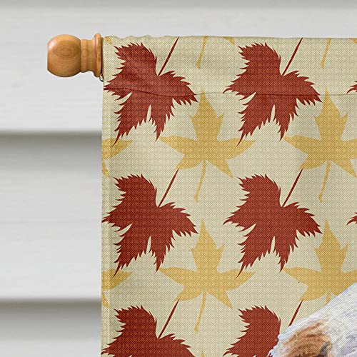 Drapeau Clumber Spaniel grand format déco jardin automne feuilles mortes