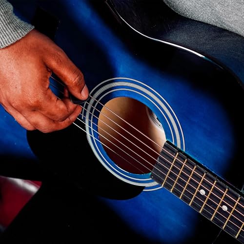 Image of 3rd Avenue Full Size 4 /4 Acoustic Guitar Steel String Pack Bundle for Beginners - Bag, Picks and Spare Strings - Blue