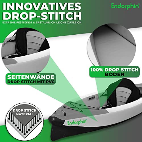 Foto von Kajak Aufblasbar - 1 Person - Drop Stitch Boot - 1er Sitz mit Paddel - Aufblasbares Kayak für 1 Sportler mit praktischer Tragetasche + Luftpumpe